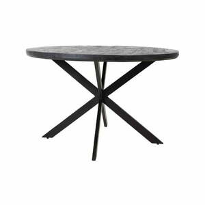 Fekete kerek étkezőasztal akácfa asztallappal ø 120 cm Yellov – Light & Living kép