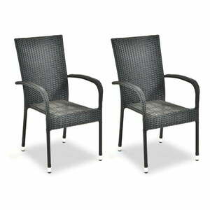 Fekete műanyag kerti szék szett 2 db-os Paris – Bonami Essentials kép