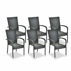 Fekete műanyag kerti szék szett 6 db-os Paris – Bonami Essentials kép