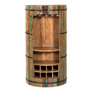 Natúr színű újrahasznosított fa bortartó szekrény, palackok száma 8, 60x115 cm Kaveri – Interia Home & Living kép