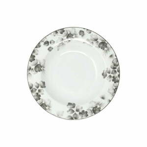Fehér-világosszürke mély porcelán tányér készlet 6 db-os ø 22 cm Foliage gray – Villa Altachiara kép