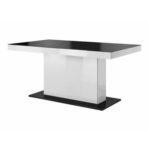 Asztal Austin 282, Fehér, Fényes fekete, Fekete, 78.2x95x165cm, Hosszabbíthatóság, Edzett üveg, Laminált forgácslap kép