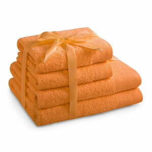 Narancssárga frottír pamut törölköző és fürdőlepedő készlet 4 db-os Amari – AmeliaHome kép