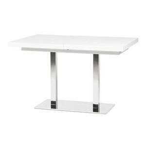 Asztal Findlay 106, Ezüst, Fehér, 75x80x120cm, Hosszabbíthatóság, Laminált forgácslap, Fém kép