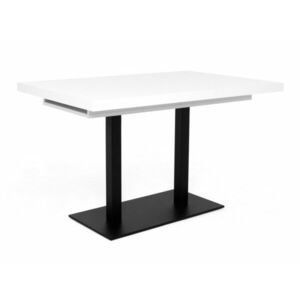 Asztal Findlay 106, Fekete, Fehér, 75x80x120cm, Hosszabbíthatóság, Laminált forgácslap, Fém kép