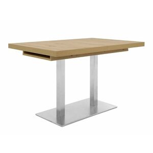 Asztal Findlay 106, Artisan tölgy, Ezüst, 75x80x120cm, Hosszabbíthatóság, Laminált forgácslap, Fém kép