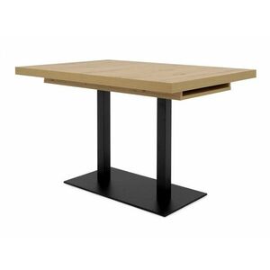 Asztal Findlay 106, Artisan tölgy, Fekete, 75x80x120cm, Hosszabbíthatóság, Laminált forgácslap, Fém kép