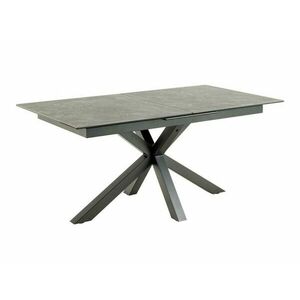 Asztal Oakland 892, Fekete, 76x90x168cm, Hosszabbíthatóság, Edzett üveg, Kerámia, Fém kép