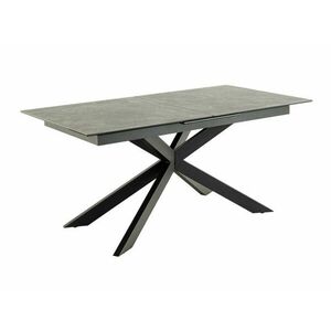 Asztal Oakland 903, Fekete, 76x90x168cm, Hosszabbíthatóság, Edzett üveg, Kerámia, Fém kép