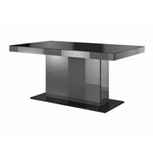 Asztal Austin 282, Antracit, Fényes antracit, 78.2x95x165cm, Hosszabbíthatóság, Edzett üveg, Laminált forgácslap kép