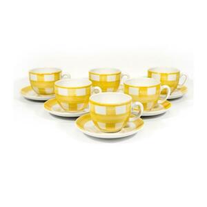 Készlet 6x kerámia csésze csészealjjal Tereza fehér sárga kép