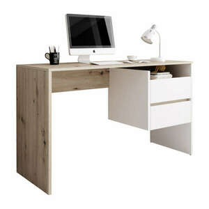 PC asztal, artisan tölgy/fehér matt, TULIO kép