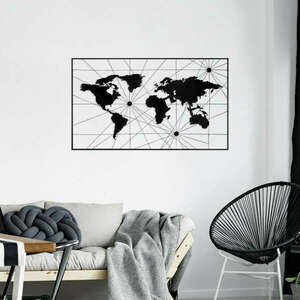 World Map 16 Fali fém dekoráció 120x70 Fekete kép
