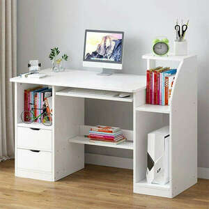 Polcos íróasztal 120x50x92cm fehér FUR-1605-White kép