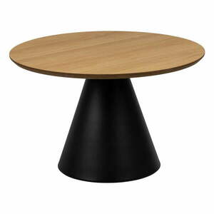 Fekete-natúr színű kerek dohányzóasztal tölgyfa dekoros asztallappal ø 65 cm Soli – Actona kép