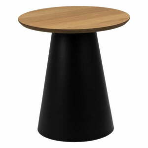 Fekete-natúr színű kerek dohányzóasztal tölgyfa dekoros asztallappal ø 45 cm Soli – Actona kép
