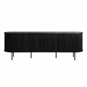 Fekete TV-állvány tölgyfa dekorral 56x180 cm Nola – Unique Furniture kép