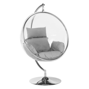 Függő fotel állvánnyal, átlátszó/ezüst/szürke, BUBBLE NEW TYP 3 kép