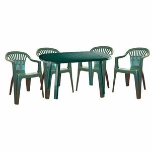 Santorini 4 személyes kerti bútor szett, zöld asztallal, 4 db Flen zöld székkel kép
