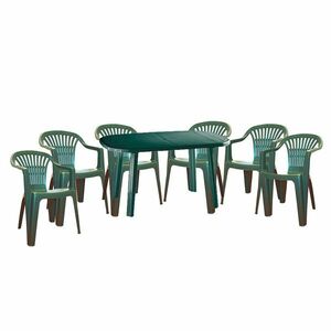 Santorini 6 személyes kerti bútor szett, zöld asztallal, 6 db Flen zöld székkel kép