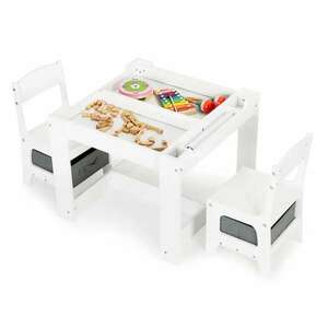 ECOTOYS többfunkciós gyermekbútor szett asztal 2 székkel - fehér kép