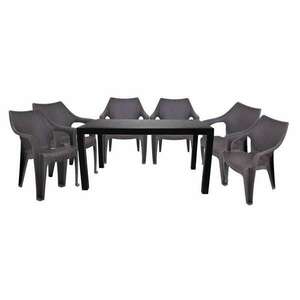 Santorini II New 6 személyes kerti bútor szett, antracit-barna asztallal, 6 db Tavira rattan székkel kép