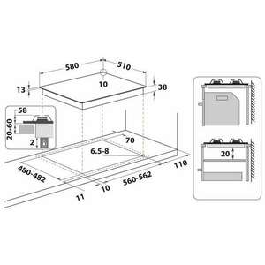 Whirlpool TGML 660 IX Rozsdamentes acél Beépített 60 cm Gáz 4 zóna kép