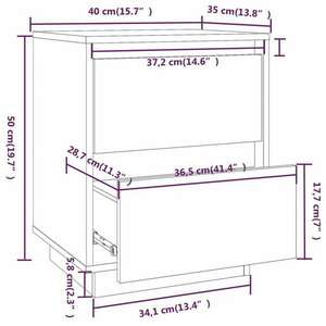 vidaXL 2 db fehér tömör fenyőfa éjjeliszekrény 40 x 35 x 50 cm kép