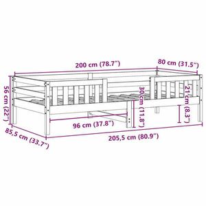 vidaXL fehér tömör fenyőfa ágykeret 80 x 200 cm kép