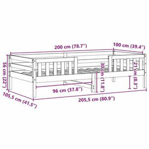 vidaXL tömör fenyőfa ágykeret 100 x 200 cm kép