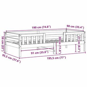 vidaXL tömör fenyőfa ágykeret 90 x 190 cm kép