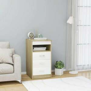 vidaXL fehér és sonoma-színű szerelt fa fiókos szekrény 40x50x76 cm kép