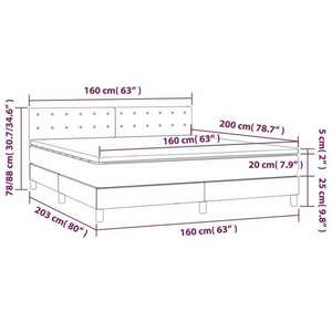 Sötétkék bársony rugós és led-es ágy matraccal 160x200 cm kép