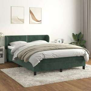 vidaXL sötétzöld bársony rugós ágy matraccal 140x190 cm kép