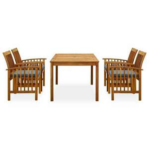 3058088 5 piece garden dining set with cushions solid acacia wood (45962+2x312130) kép