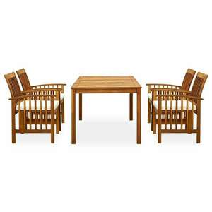 3058086 5 piece garden dining set with cushions solid acacia wood (45962+2x312128) kép