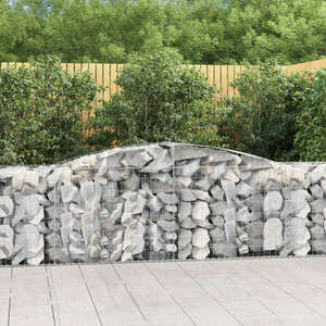 vidaXL 7 db íves horganyzott vas gabion kosár 400x50x80/100 cm kép