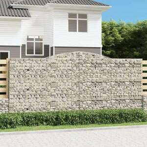 vidaXL 3 db íves horganyzott vas gabion kosár 400x50x180/200 cm kép