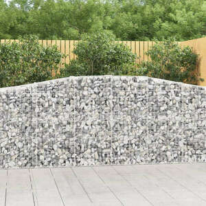 vidaXL 3 db íves horganyzott vas gabion kosár 400x50x100/120 cm kép