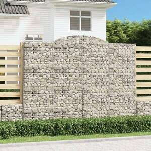 vidaXL 4 db íves horganyzott vas gabion kosár 300x50x220/240 cm kép