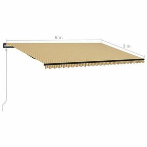 vidaXL sárga és fehér szélérzékelős és LED-es napellenző 600 x 300 cm kép