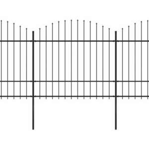 vidaXL fekete lándzsahegy tetejű acélkerítés (1, 5-1, 75) x 5, 1 m kép