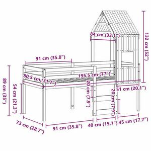 vidaXL tömör fenyőfa magasított ágy tetővel 75 x 190 cm kép