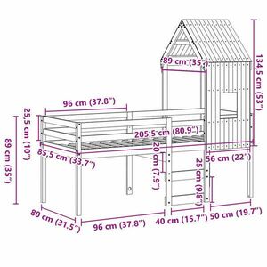 vidaXL tömör fenyőfa magasított ágy tetővel 80 x 200 cm kép