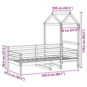 vidaXL tömör fenyőfa kanapéágy tetővel 90 x 200 cm kép