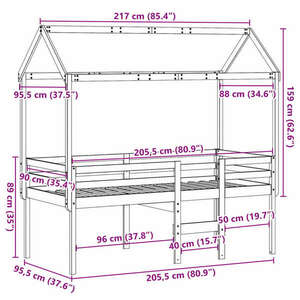 vidaXL viaszbarna tömör fenyőfa magasított ágy tetővel 90 x 200 cm kép