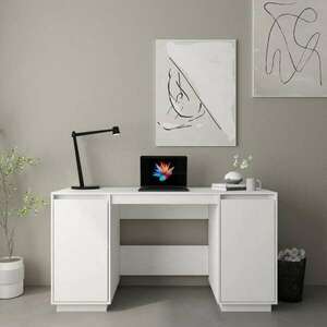 vidaXL tömör fenyőfa íróasztal fehér 140 x 50 x 75 cm kép