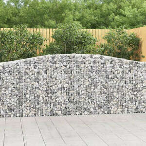 vidaXL 3 db íves horganyzott vas gabion kosár 400x30x100/120 cm kép