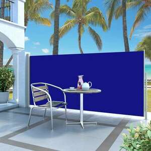 vidaXL kék behúzható oldalsó napellenző 140 x 300 cm kép