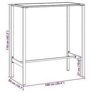 vidaXL fekete porszórt acél bárasztal 100 x 50 x 110 cm kép